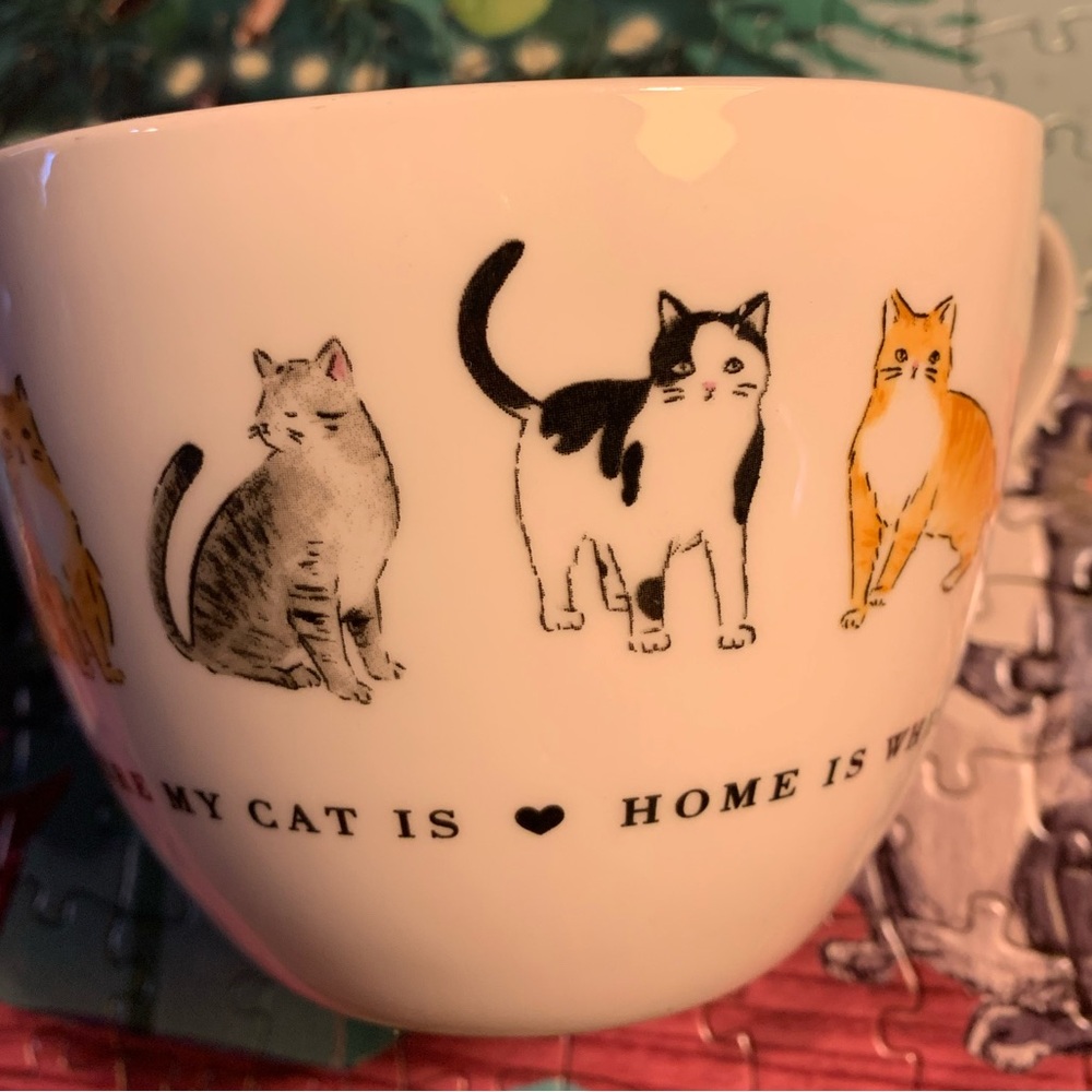 Portobello by Inspire Bone China Cat Mug  "HOME IS WHERE MY CAT IS" 16 Ounces